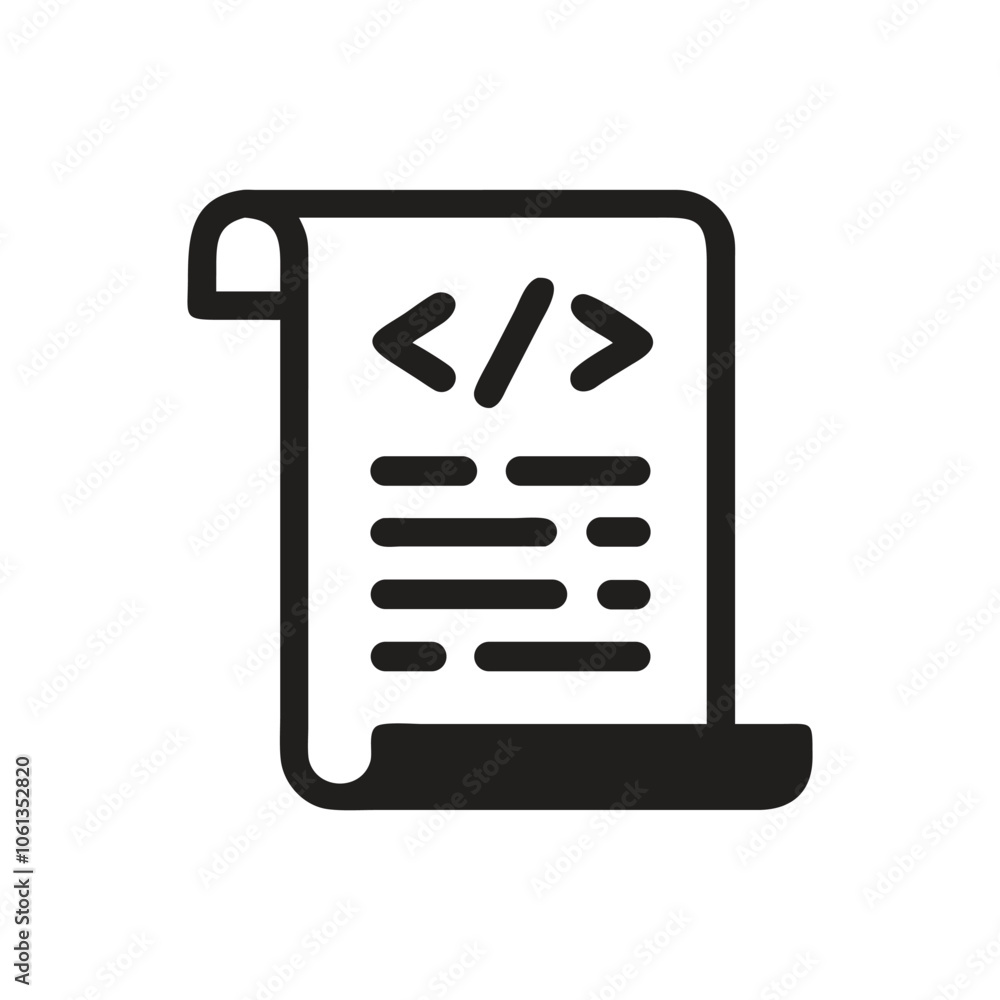 Paper script with Code Snippet Icon Paper script with Code Snippet Icon