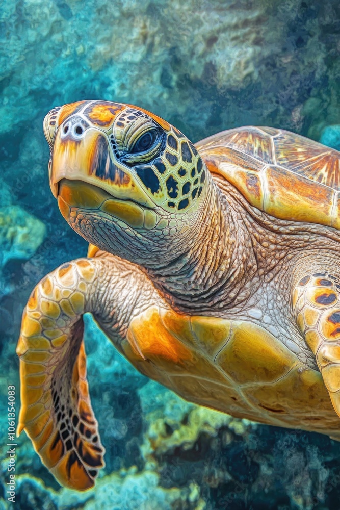 Fototapeta premium Close-up of turtle swimming
