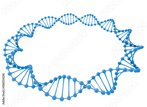 Dynamic DNA Helix: A captivating 3D render of a DNA double helix, dynamically spiraling into a circular formation, showcasing the intricate beauty of genetic code.