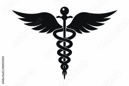 caduceus health symbol asclepias wand icon caduceus health silhouette vector illustration,caduceus medical icon Medicine & Healthcare,