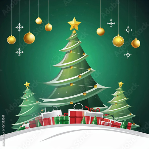 Free Photo christmas background with flat design,  generative ai