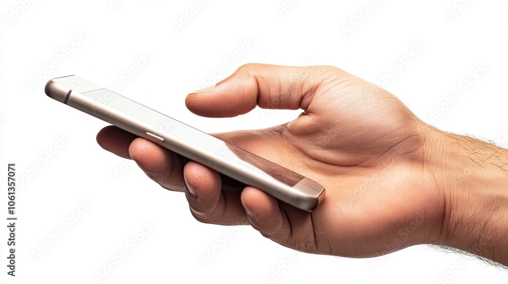 Naklejka premium A Hand Holding a Gold Smartphone