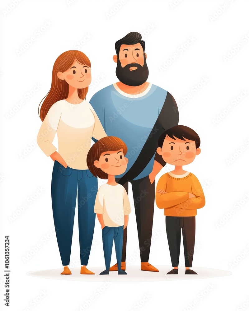 Obraz premium Family portrait illustration on white isolate background