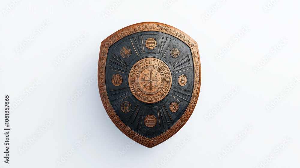 Antique shield, white isolate background Antique shield, white isolate background