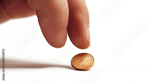 A Fingertip Hovering Over a Gold Coin