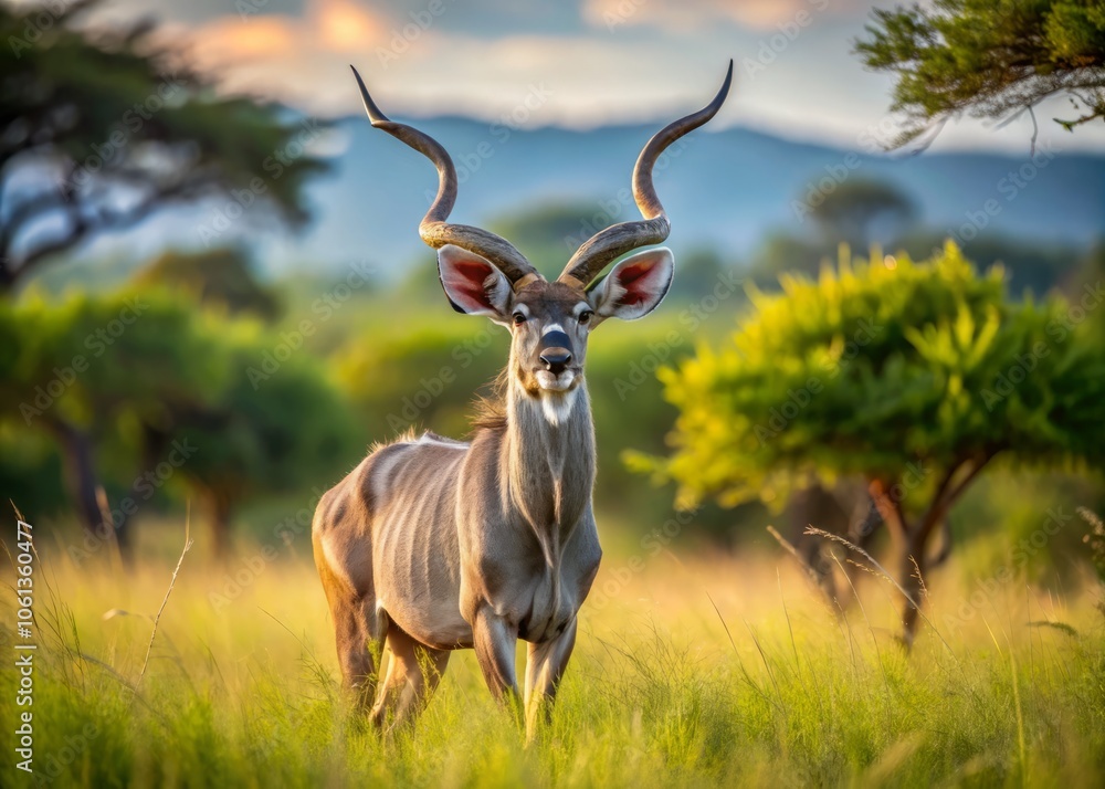 Greater Kudu in Kruger National Park: Majestic Wildlife in South Africa's Scenic Landscape Greater Kudu in Kruger National Park: Majestic Wildlife in South Africa's Scenic Landscape
