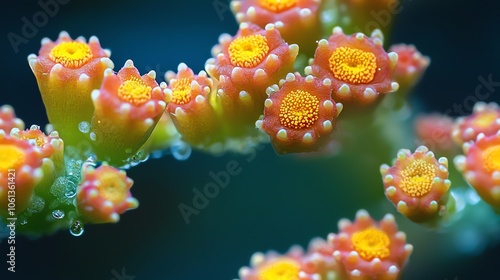 Explore the intricate beauty of natural macro photography featuring vibrant blossoms and dew drops