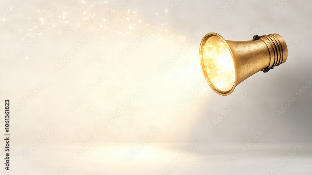 Golden Spotlight Lamp Isolated on White Background Golden Spotlight Lamp Isolated on White Background