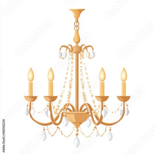 Flat style illustration of a chandelier lighting isolated on a white background.