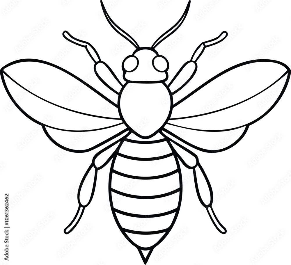 Bee Black and White Clip Art Illustration Bee Black and White Clip Art Illustration
