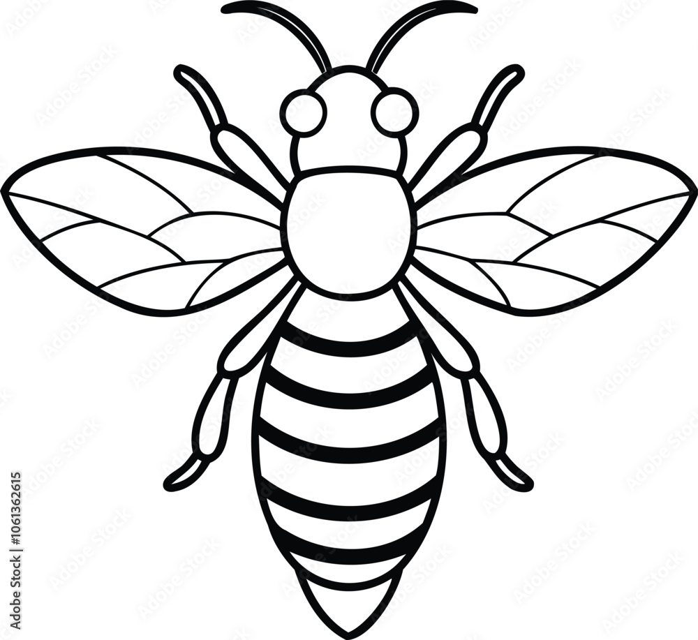 Bee Black and White Clip Art Illustration Bee Black and White Clip Art Illustration