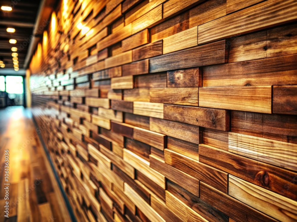 Fototapeta premium Brown Wood Pattern Wall Interior in Industrial Style - Textured Background for Design Projects, Photography, and Home Decor, Featuring Unique Grain and Warm Tones