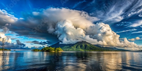 Captivating Double Exposure of Luminous Black Clouds Over Tobelo, North Halmahera - Nature, Sky, Aesthetics, Photography, Landscape, Scenic, Atmospheric, Dramatic, Natural Beauty photo