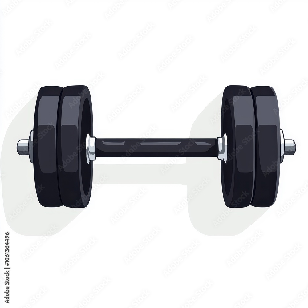 Flat style illustration of a dumbbell on a white background. Flat style illustration of a dumbbell on a white background.