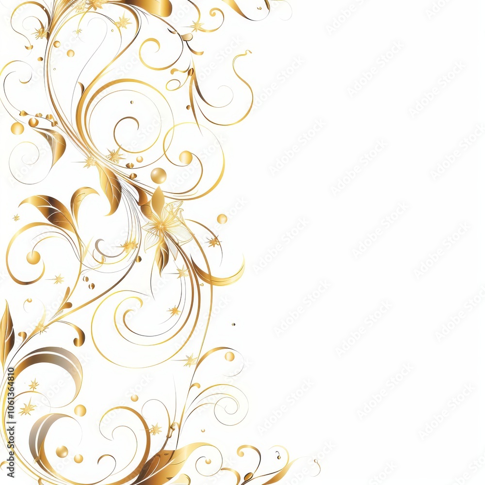Elegant Gold Motifs on Clean White Background Elegant Gold Motifs on Clean White Background