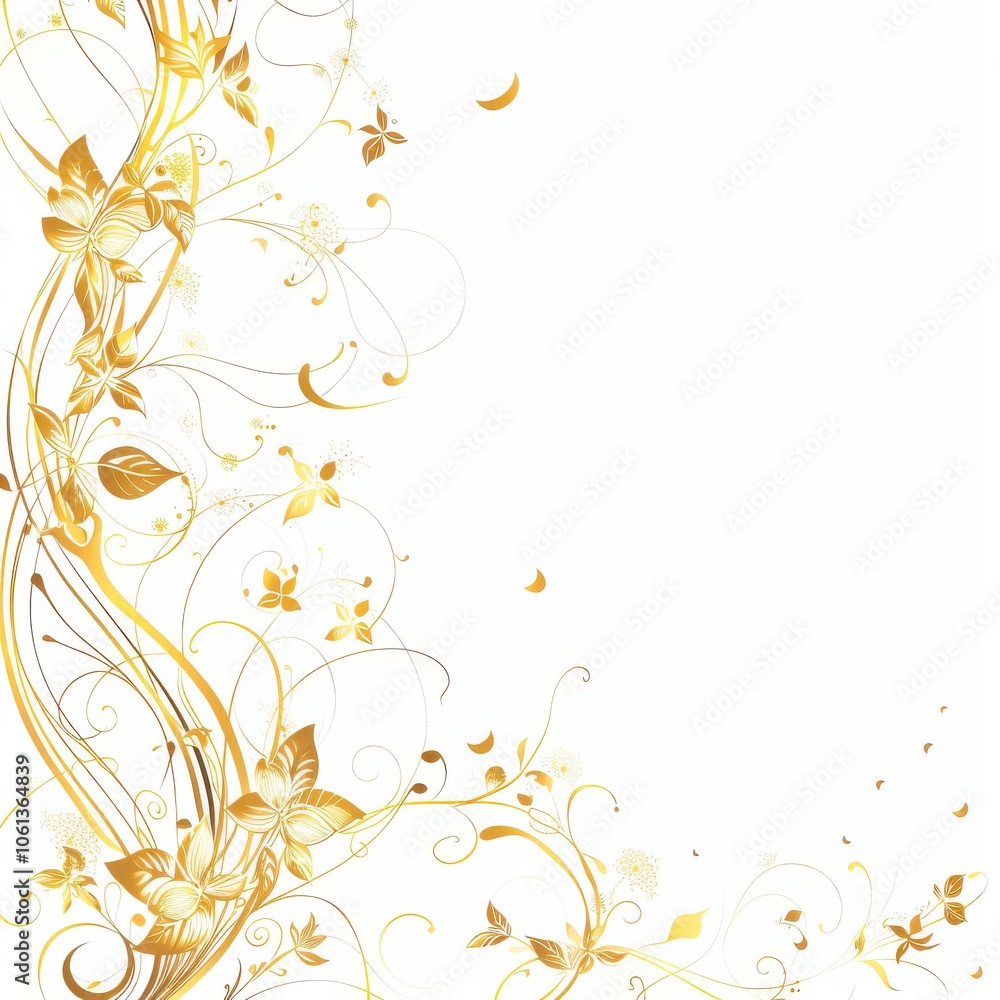 Elegant Gold Motifs on Clean White Background Elegant Gold Motifs on Clean White Background