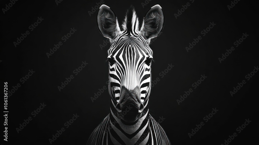 Zebra Portrait in Black and White Zebra Portrait in Black and White