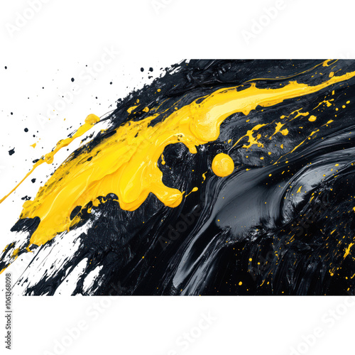 Yellow Paint Splash on Black Background photo