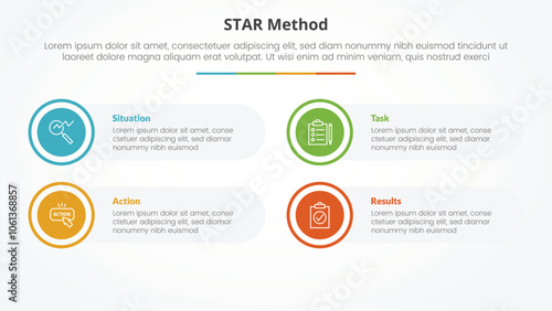 Wallpaper Mural STAR method infographic concept for slide presentation with big circle on outline with round rectangle box with 4 point list with flat style Torontodigital.ca