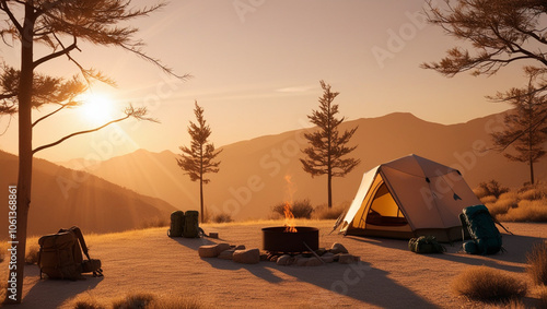 Wallpaper Mural Camping sunset on the beach Torontodigital.ca