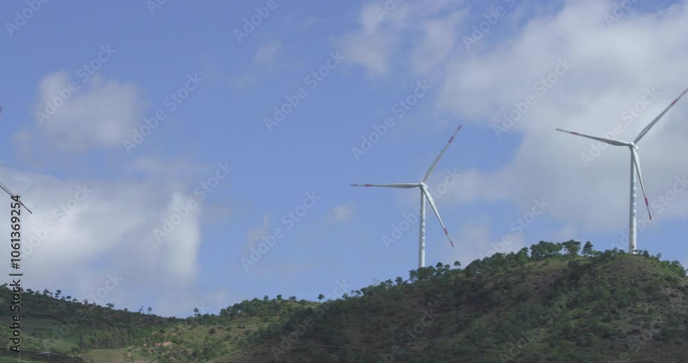 Wind generators on the hill in Southern China Wind generators on the hill in Southern China