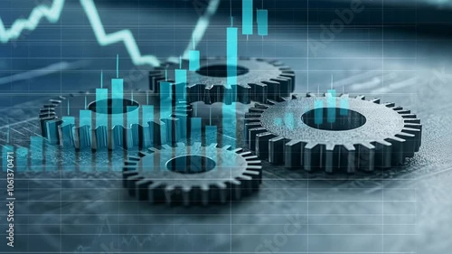 Wallpaper Mural Close-up of metallic gears on a textured surface, mechanical systems and industrial technology. Torontodigital.ca