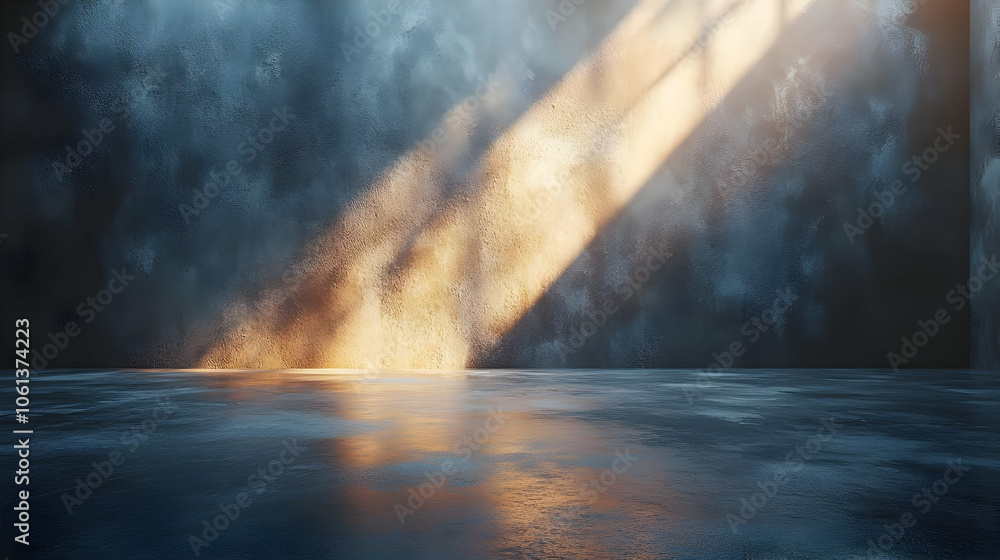 Dark Concrete Room with Light Rays 3D Illustration Dark Concrete Room with Light Rays 3D Illustration