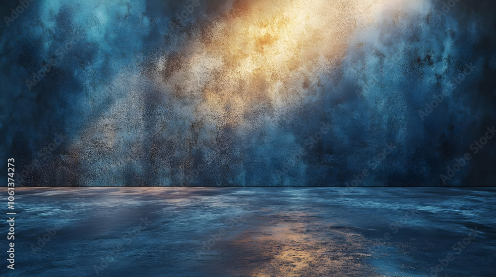 Abstract Background, Blue and Yellow Wall with Light Abstract Background, Blue and Yellow Wall with Light