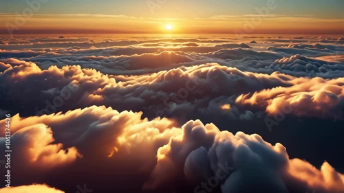 Dreamy Sunrise Over Clouds. Soft Light in a Heavenly and Tranquil Scene