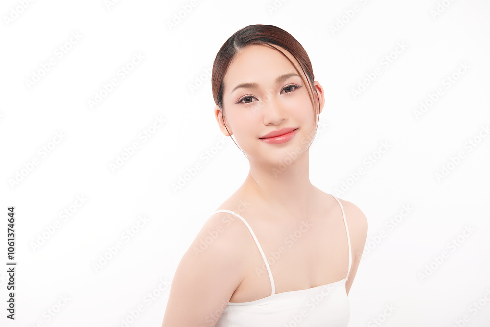 Beautiful young asian woman with clean fresh skin on white background, Face care, Facial treatment, Cosmetology, beauty and spa, Asian women portrait. Beautiful young asian woman with clean fresh skin on white background, Face care, Facial treatment, Cosmetology, beauty and spa, Asian women portrait.