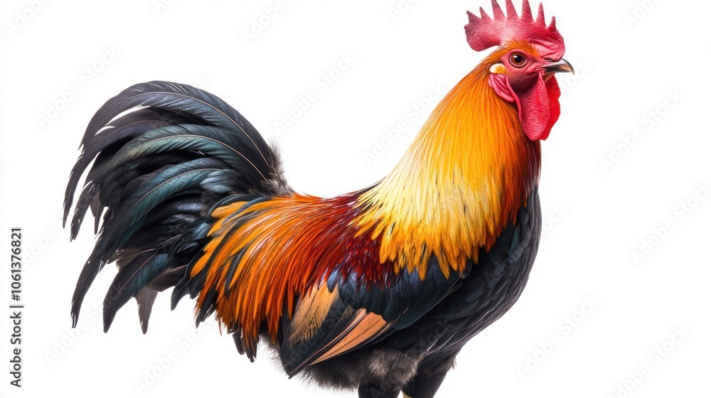 Fototapeta premium Rooster with Vibrant Feathers