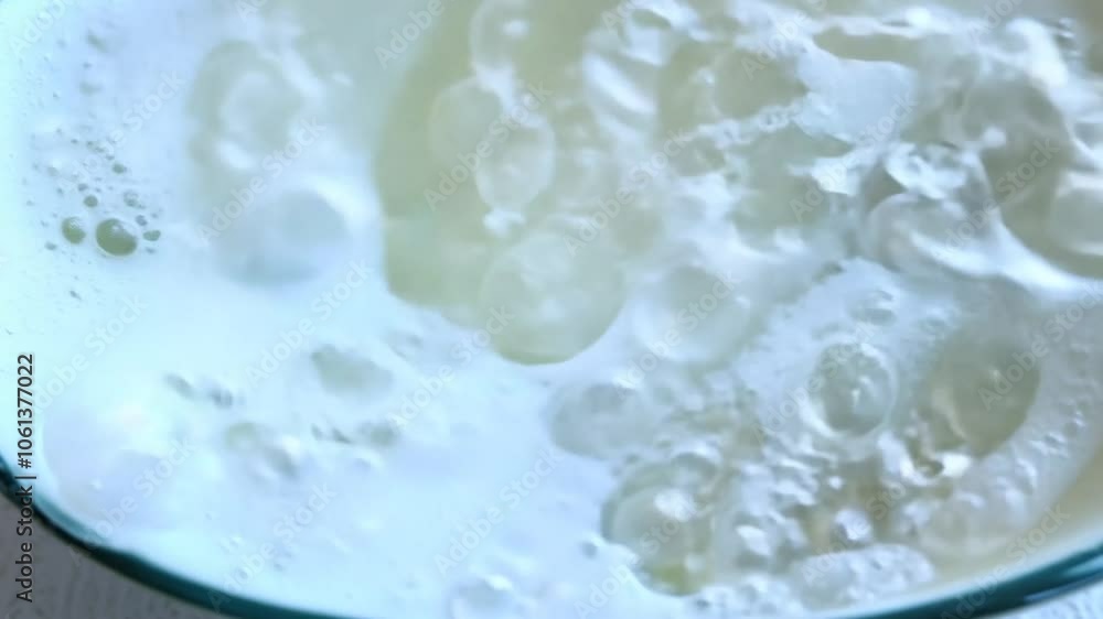 Bubble foam in bowl from toilet freshener 4K footage Bubble foam in bowl from toilet freshener 4K footage