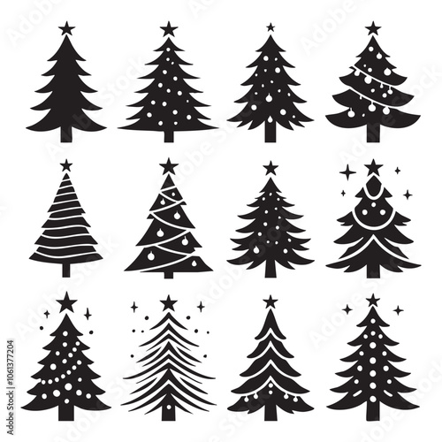 Set of Christmas tree silhouette collection