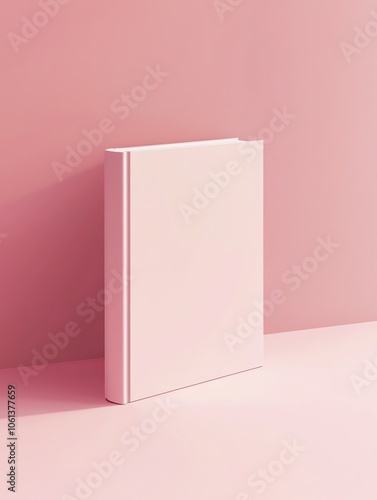 Minimalistic pink book on pink background, perfect for design templates and mockups.