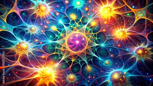 A tapestry of vibrant interconnectedness, where glowing spheres radiate energy through intricate networks, symbolizing the boundless potential of universal connection.