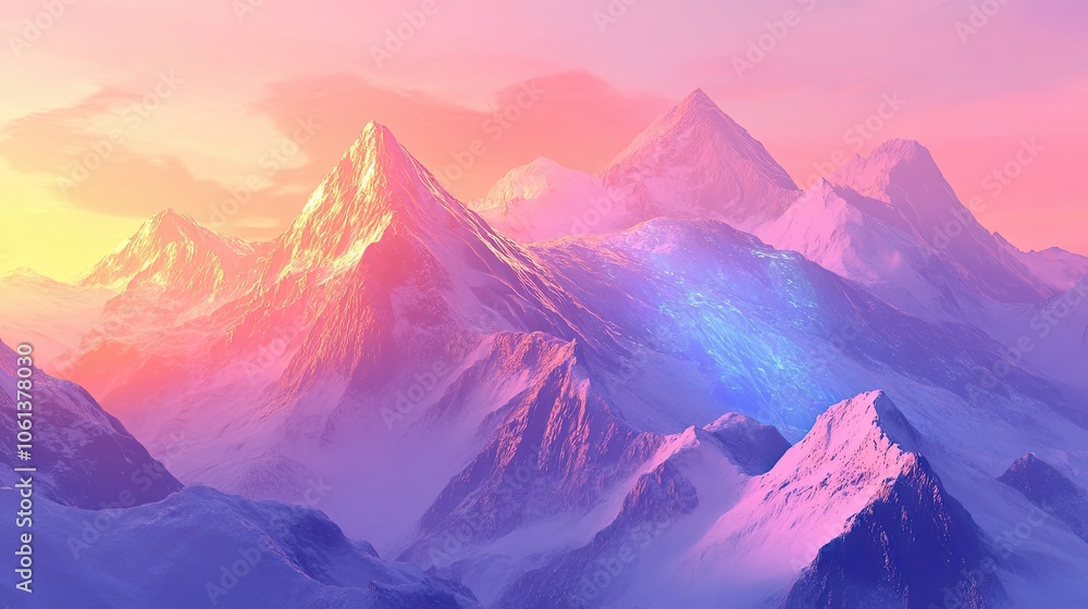 Majestic Snow-Capped Mountains at Sunset with a Pink and Purple Hue Majestic Snow-Capped Mountains at Sunset with a Pink and Purple Hue