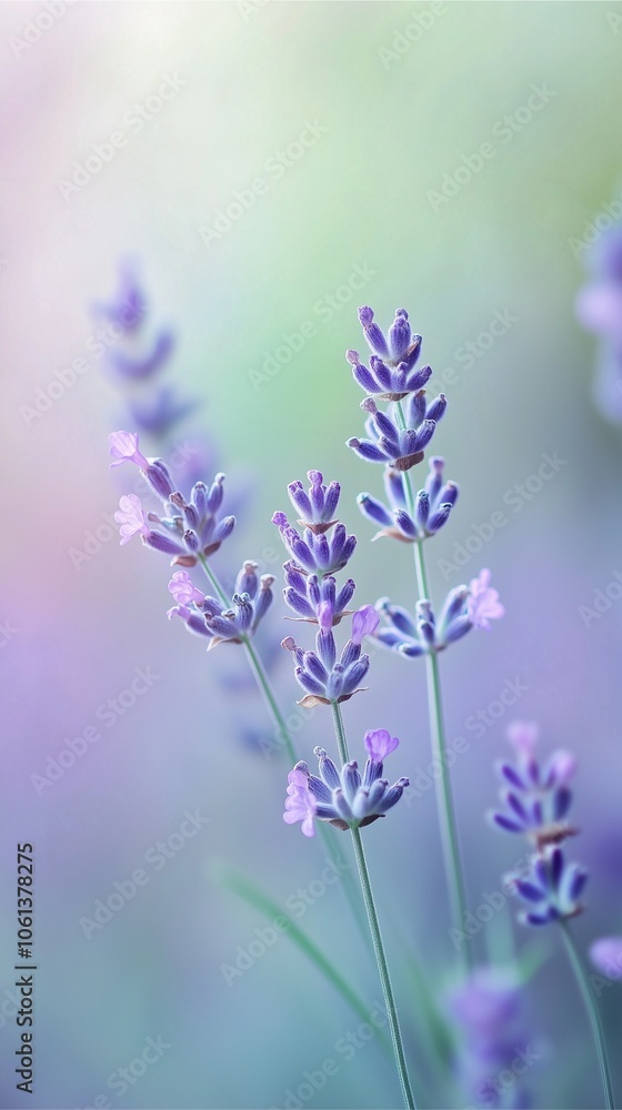 Naklejka premium Lavender and soft green gradient background with texture, creating a calm, relaxing feeling.