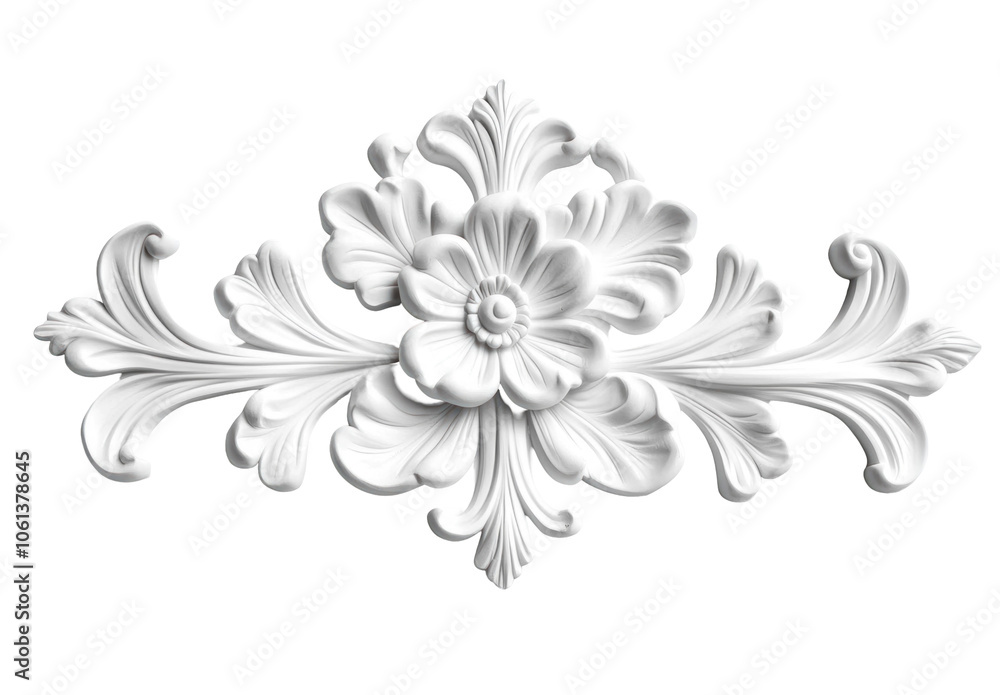 Elegant White Floral Decoration in Ornamental Design Elegant White Floral Decoration in Ornamental Design