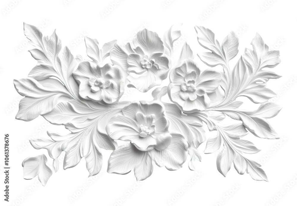 White Floral Relief Decorative Design White Floral Relief Decorative Design