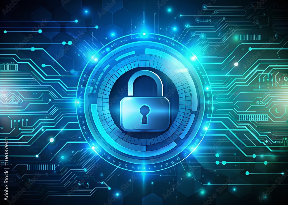 Cyber Security Concept with Digital Lock Symbol and Futuristic Background for Technology and Data Protection Themes Cyber Security Concept with Digital Lock Symbol and Futuristic Background for Technology and Data Protection Themes