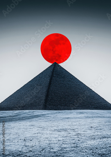 Dramatic Sunset Over Pyramid Landscape