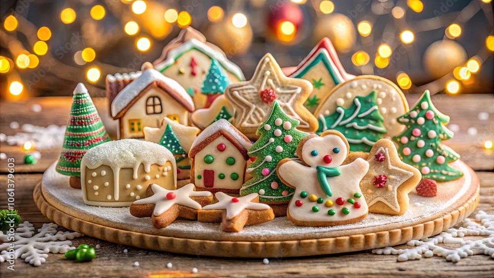 Naklejka premium A Festive Collection of Gingerbread Delights, Crafted with Love and Decorated with Colorful Icing, Perfectly Capturing the Spirit of the Season