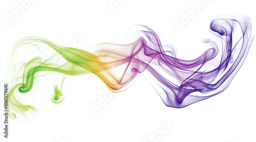 messy smoke across a white background, purple, lime green, strawberry-color, blueberry-color vibrant