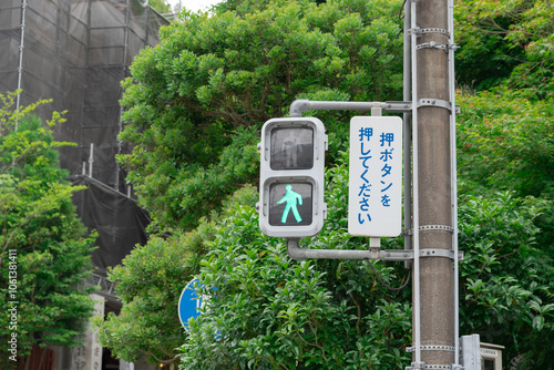 View of green ligh road crossing light..