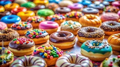 Delicious Tilt-Shift Donuts in 2024: Colorful Treats, Miniature Bakery, Sweet Indulgence, Gourmet Flavors, Eye-Catching Desserts, Fun Food Photography, Festive Sprinkles, Unique Pastries