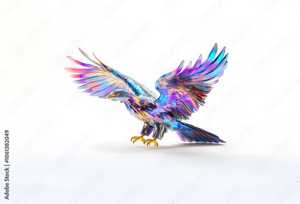 Obraz premium 3D colorful metal crystal glass eagle