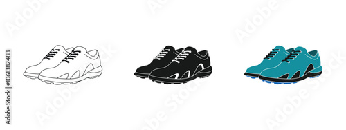 design for a set of sports shoes, golf, football, futsal, basketball and others, editable vector eps 10.