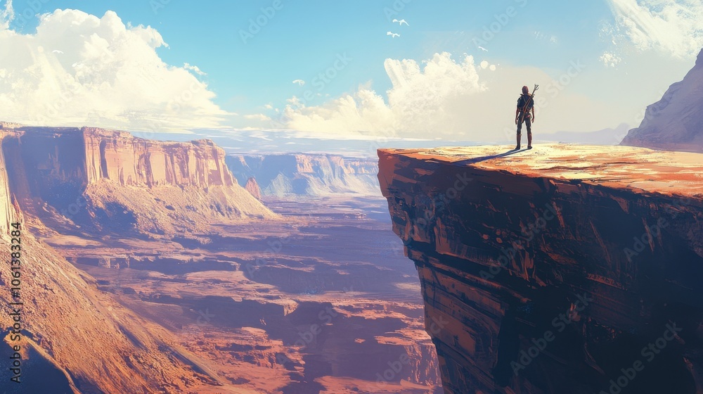 Fototapeta premium Majestic Solitude: Contemplating the Vast Desert Landscape