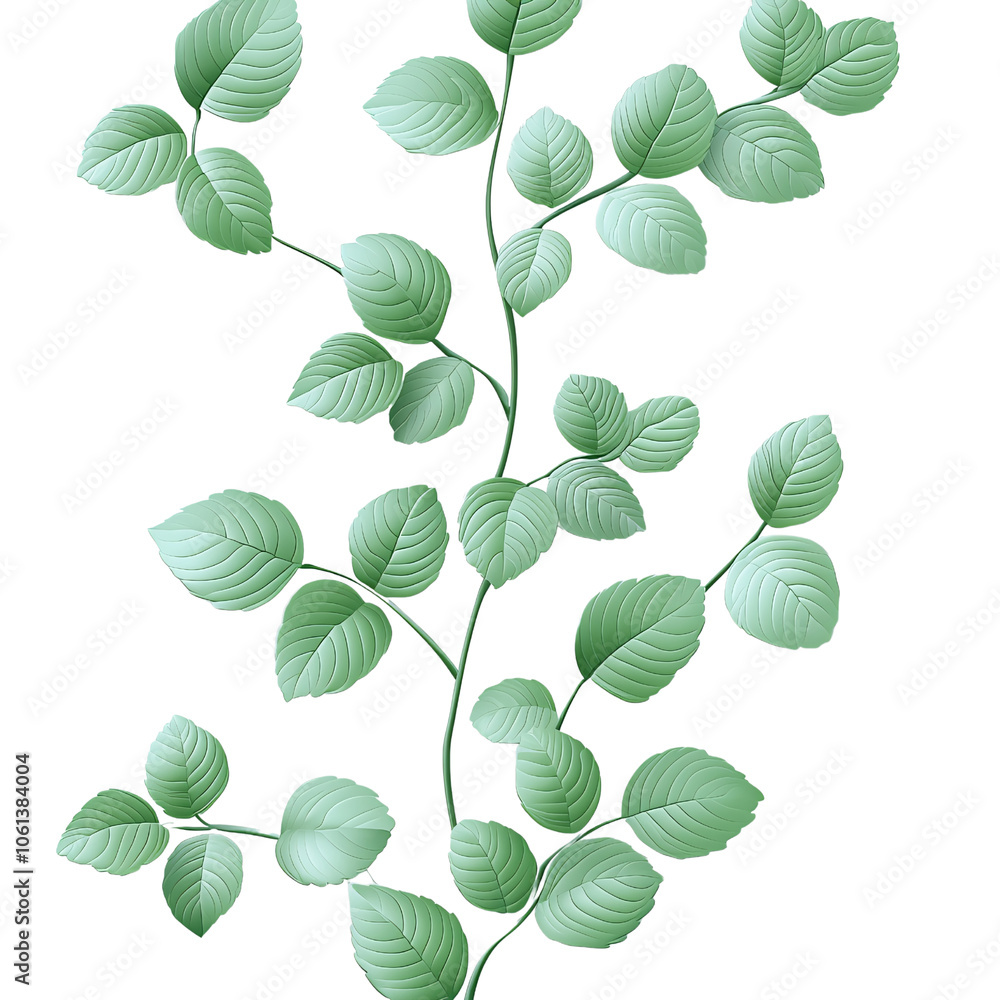 Fototapeta premium Green leaves branch botanical nature design element (Transparent Background)