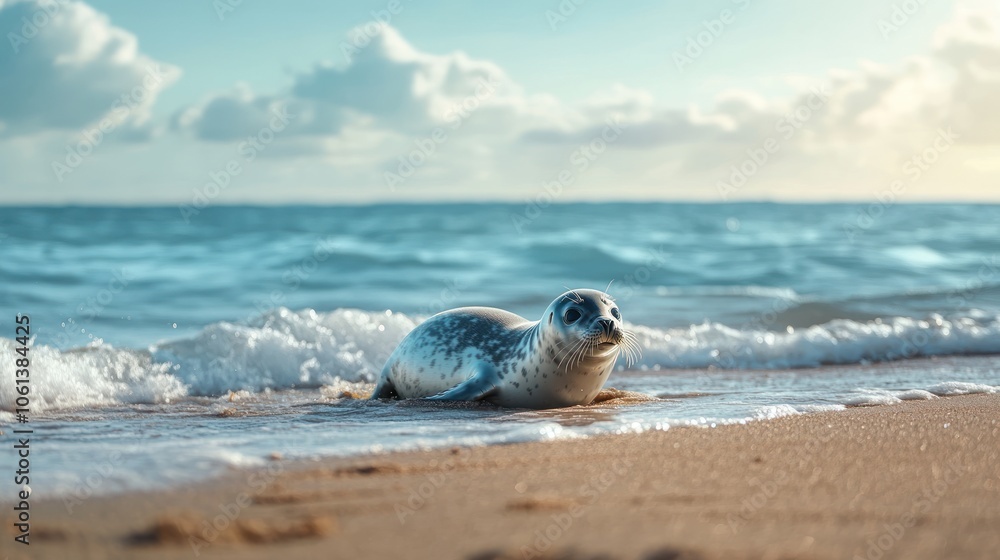 Naklejka premium Seal on the Beach